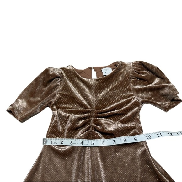 Zara Girls Velvet Polka Dot Metallic Fit and Flare Dress Size 6 - Picture 6 of 6